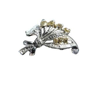 Vintage Signed AJO Tulip Boquet with Ribbon Brooch